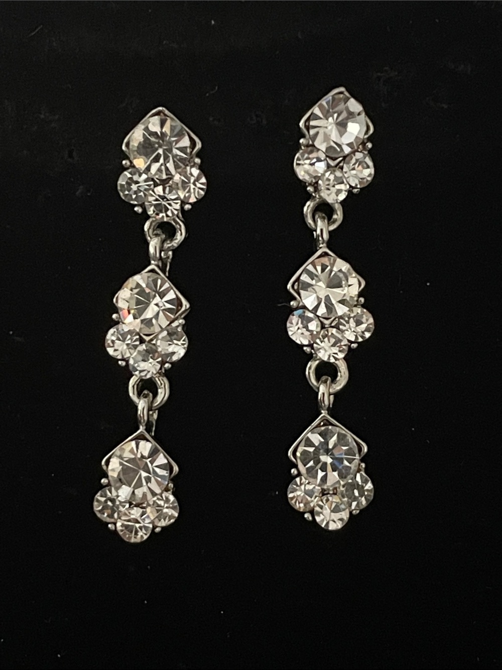Crystal Drop Dangle Earrings - Silver Tone